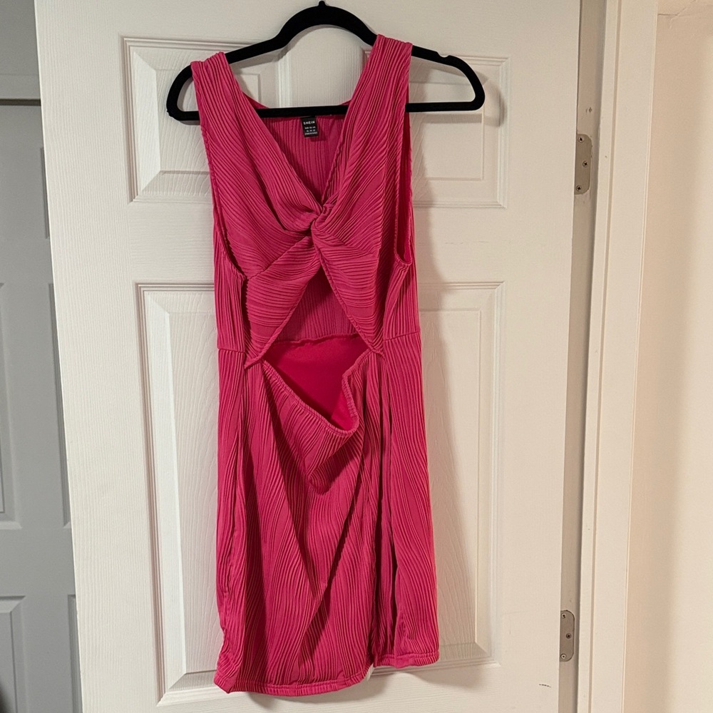 SHEIN Vibrant Pink Backless Dress